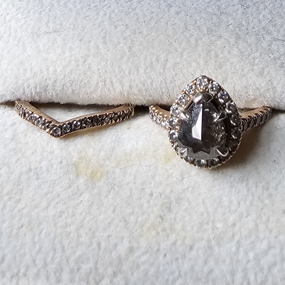 Custom Salt And Pepper Diamond Ring Set